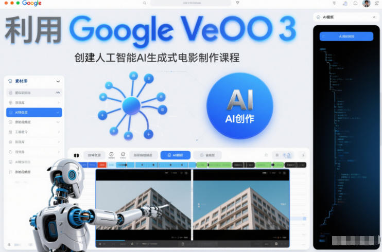 利l用Google Veo 3创建人工智能AI生成式电影制作课程，使用人工智能的力量创建令人惊叹的视频-幼小初高学社