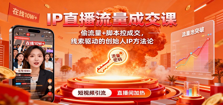 IP直播流量成交课：偷流量+脚本控成交，线索驱动的创始人IP方法论-幼小初高学社