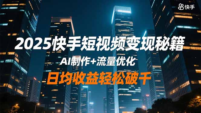 2025快手短视频变现秘籍，AI制作+流量优化，日均收益轻松破千-幼小初高学社