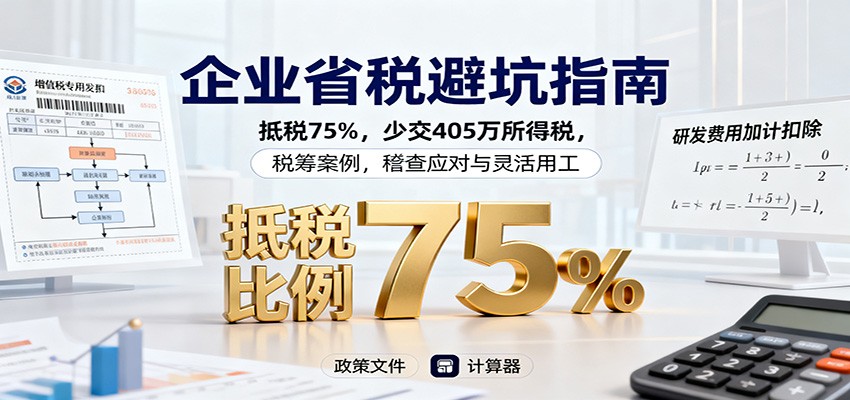 企业省税避坑指南：抵税75%，少交405万所得税，税筹案例，稽查应对与灵活用工-幼小初高学社