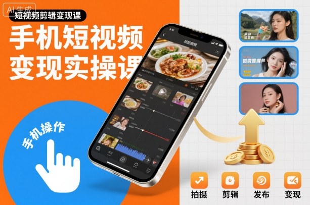 手机短视频变现实操课，短视频剪辑变现课-幼小初高学社