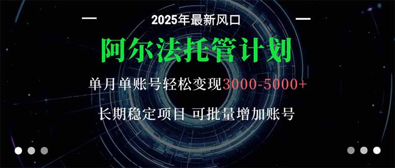 阿尔法托管计划 单账号月入3000-5000，长期稳定项目，新手小白轻松上手。-幼小初高学社