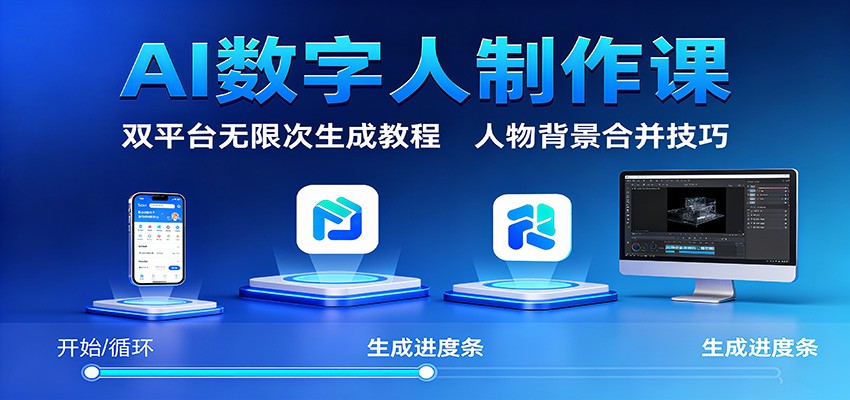 AI数字人制作课：双平台无限次生成教程，人物背景合并技巧-幼小初高学社