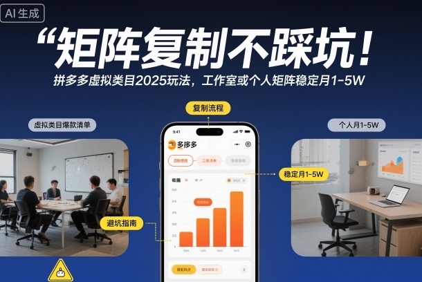 矩阵复制不踩坑！拼多多虚拟类目2025玩法，工作室或者个人矩阵稳定月1-5W【揭秘】-幼小初高学社