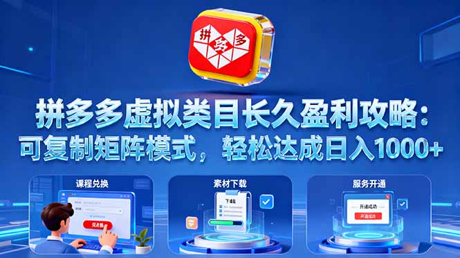 拼多多虚拟类目长久盈利攻略：可复制矩阵模式，轻松达成日入 1000+-幼小初高学社