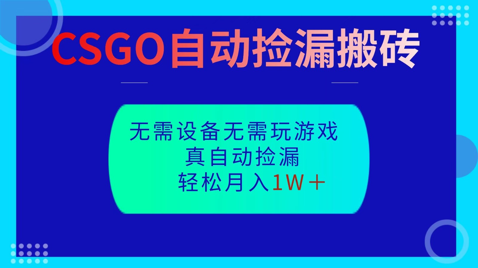 CSGO自动捡漏搬砖，当天操作当天见结果，无需了解游戏，包教包会包落地-幼小初高学社