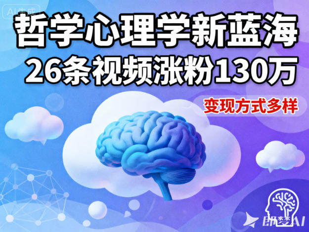 短视频新蓝海，哲学心理学赛道，26条视频涨粉130W，变现方式多样-幼小初高学社