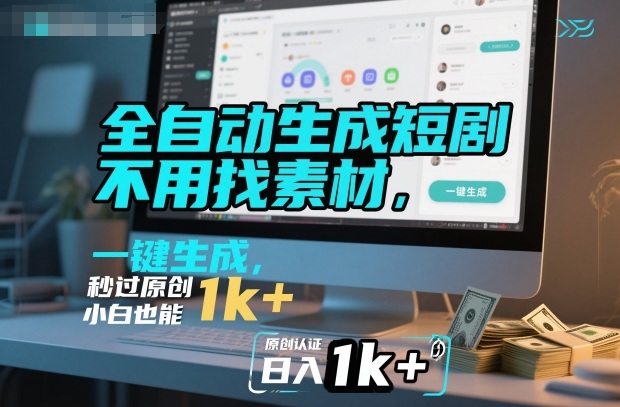 全自动生成短剧，不用找素材，不用剪辑，一键生成，秒过原创，小白也能轻松日入1k+【揭秘】-幼小初高学社