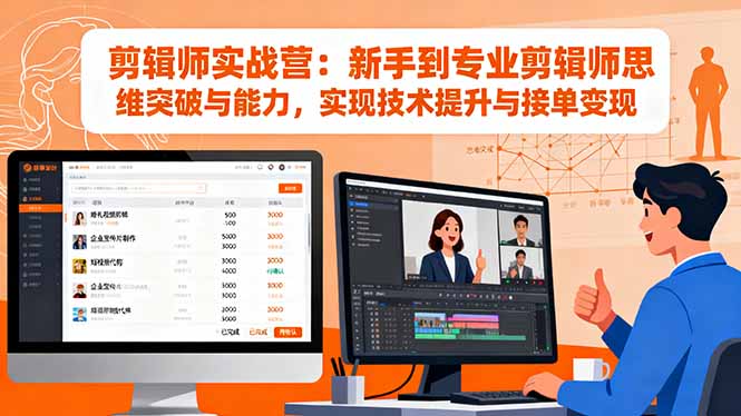 剪辑师实战营：新手到专业剪辑师思维突破与能力，实现技术提升与接单变现-幼小初高学社