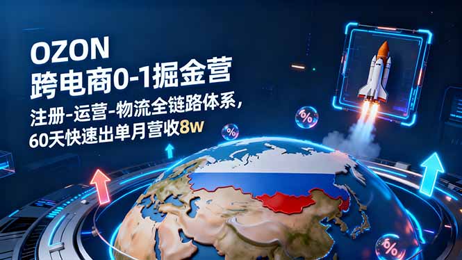 OZON跨境电商0-1掘金营：注册-运营-物流全链路体系，60天快速出单月营收8w-幼小初高学社