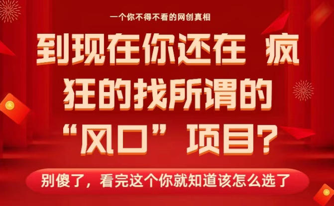 马上26年了，你还在找所谓的风口项目？别傻了，看完这个你全都懂了！【揭秘】-幼小初高学社