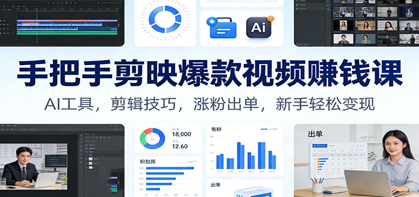 手把手剪映爆款视频赚钱课:AI工具,剪辑技巧,涨粉出单,新手轻松变现-幼小初高学社