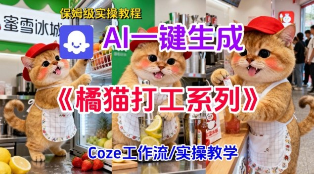 Coze扣子工作流一键生成胖橘猫打工短视频，保姆级实操搭建教学-幼小初高学社