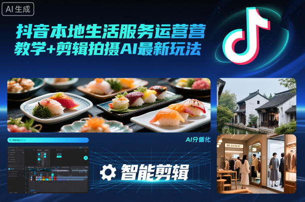 抖音本地生活服务运营教学+剪辑拍摄AI最新玩法-幼小初高学社