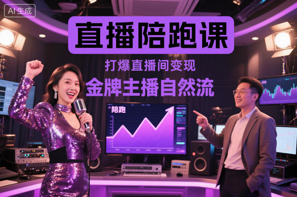 直播陪跑课，金牌主播自然流打爆直播间，复制高变现玩法-幼小初高学社