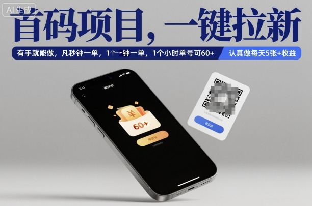 首码项目，一键拉新，有手就能做，几秒钟一单，1个小时单号可60+，认真做每天5张+收益【揭秘】-幼小初高学社