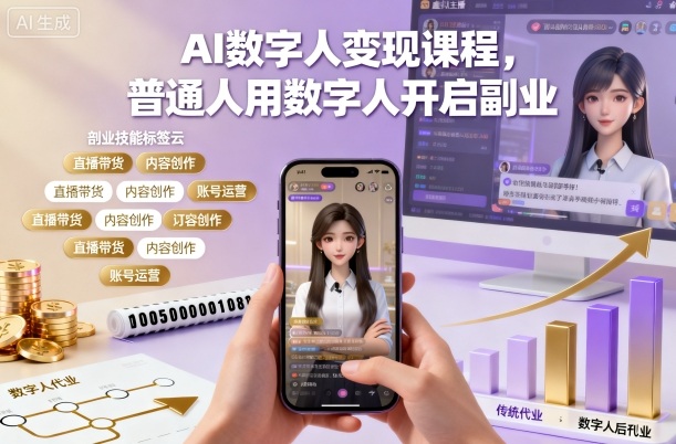 AI数字人变现课程，普通人用数字人开启副业-幼小初高学社