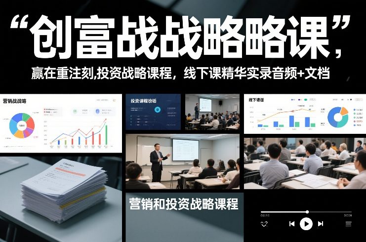 创富战略课,赢在重注时刻,营销和投资战略课程,线下课精华实录音频+文档-幼小初高学社