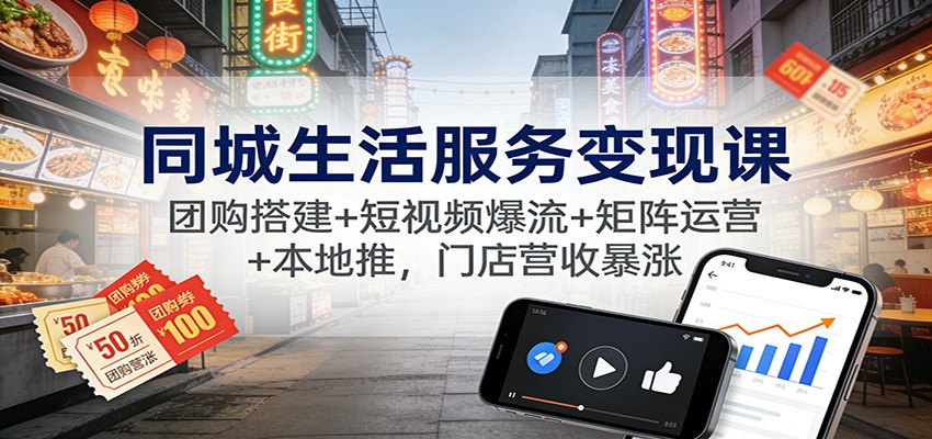 同城生活服务变现课：团购搭建+短视频爆流+矩阵运营+本地推，门店营收暴涨-幼小初高学社