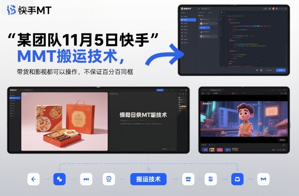某团队11月5日快手MT搬运技术，带货和影视都可以操作，不保证百分百同框，自测-幼小初高学社
