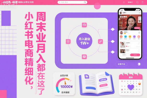 小红书电商精细化运营全流程，周末副业月入1W+，全套方法都在这了-幼小初高学社