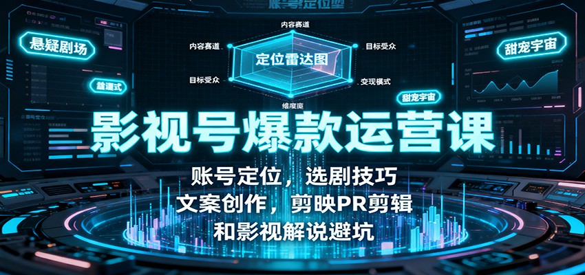 影视号爆款运营课：账号定位，选剧技巧，文案创作，剪映PR剪辑和影视解说避坑-幼小初高学社