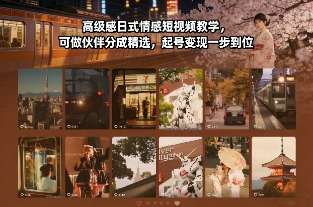 高级感日式情感短视频教学，可做伙伴分成精选，起号变现一步到位-幼小初高学社