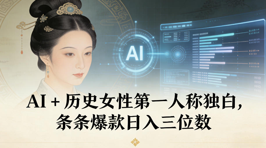 AI+历史女性第一人称独白，条条爆款日入三位数-幼小初高学社