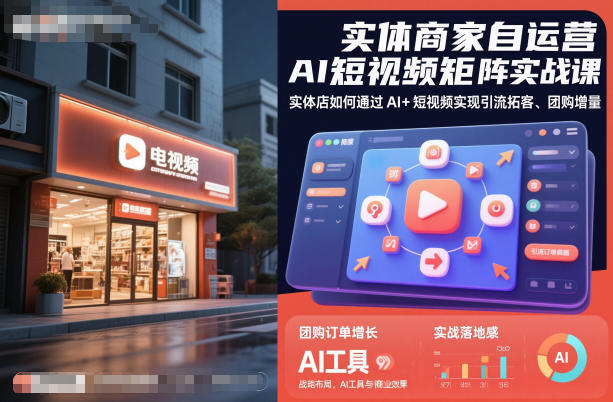 实体商家自运营AI短视频矩阵实战课，实体店如何通过AI+短视频实现引流拓客、团购增量-幼小初高学社