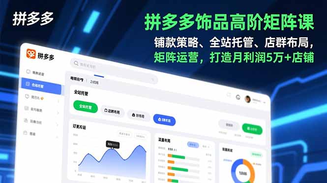 拼多多饰品高阶矩阵课，铺款策略、全站托管、店群布局，矩阵运营，打造月利润5万+店铺-幼小初高学社