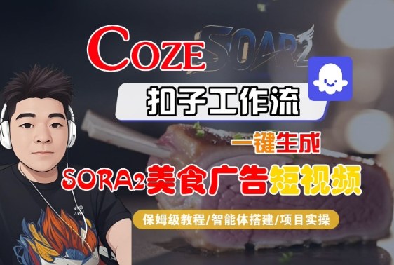 Coze扣子智能体工作流一键生成“SORA2美食广告“短视频，全流程保姆级教学-幼小初高学社