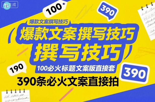 爆款文案撰写技巧，100个必火标题文案模版直接套，390条必火文案直接拍-幼小初高学社