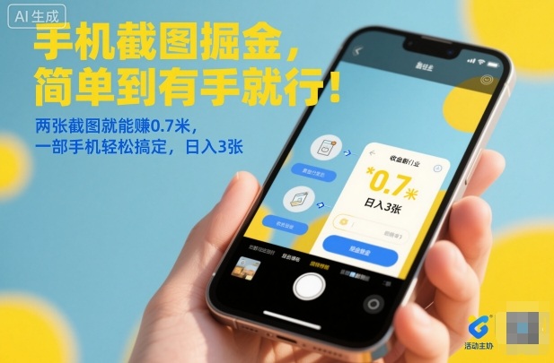 手机截图掘金，简单到有手就行！两张截图就能賺0.7米，一部手机轻松搞定，日入3张【揭秘】-幼小初高学社