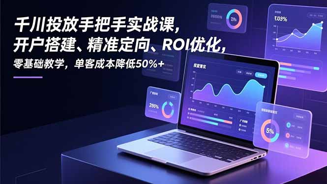 千川投放手把手实战课，开户搭建、精准定向、ROI优化，零基础教学，单客成本降低50%+-幼小初高学社