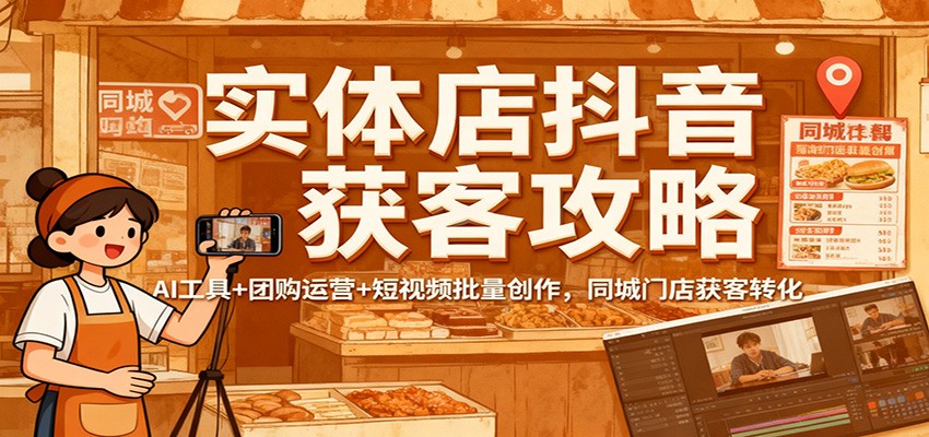 实体店抖音获客攻略：AI工具+团购运营+短视频批量创作，同城门店获客转化-幼小初高学社