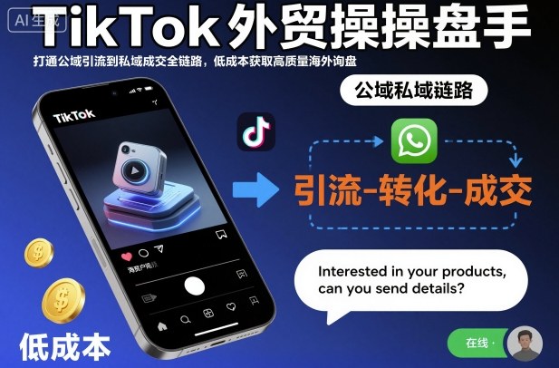 TikTok外贸操盘手，打通公域引流到私域成交全链路，低成本获取高质量海外询盘-幼小初高学社