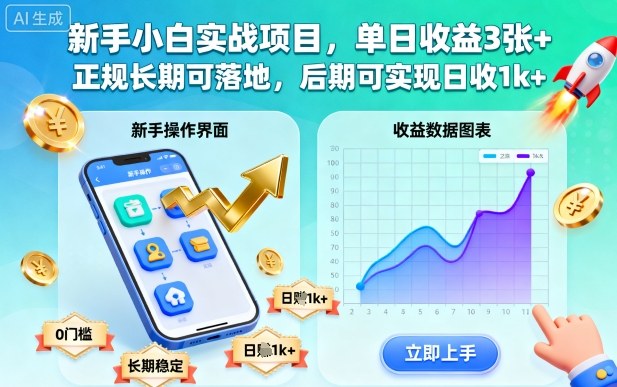 新手小白实战项目，单日收益3张+，正规长期可落地，后期可实现日收1k+【揭秘】-幼小初高学社