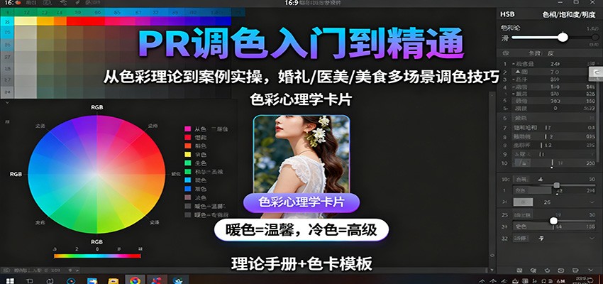 PR调色入门到精通：从色彩理论到案例实操，婚礼/医美/美食多场景调色技巧-幼小初高学社
