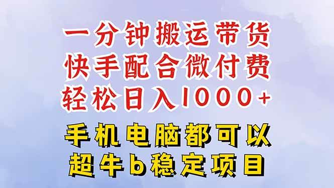 （16285期）快手黑科技一分钟搬运带货，一刀不剪过原创，微付费投流玩法，轻松日入…-幼小初高学社