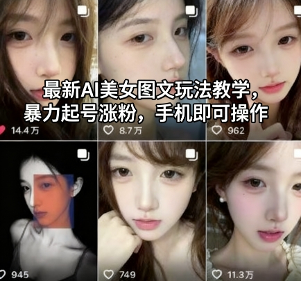 最新AI美女图文玩法教学，暴力起号涨粉，手机即可操作-幼小初高学社