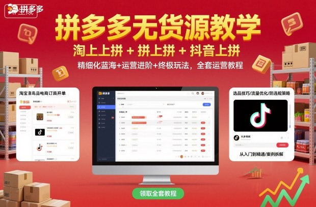 拼多多无货源教学，淘上拼+拼上拼+抖上拼，精细化蓝海+运营进阶+终极玩法，全套运营教程-幼小初高学社