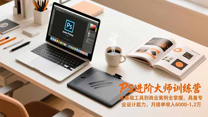 PS进阶大师训练营，从基础工具到商业案例全掌握，具备专业设计能力，月接单收入6000-1.2万-幼小初高学社