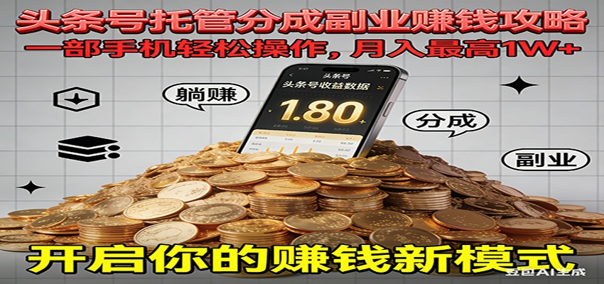 全程托管今日头条，一部手机就可以开干，最高躺赚1W+-幼小初高学社