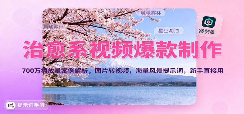 治愈系视频爆款制作，700万播放量案例解析，图片转视频，海量风景提示词，新手直接用-幼小初高学社