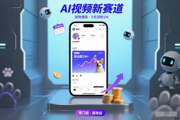 AI视频新赛道，宠物播客仅注册5天涨粉2W，收益非常可观-幼小初高学社