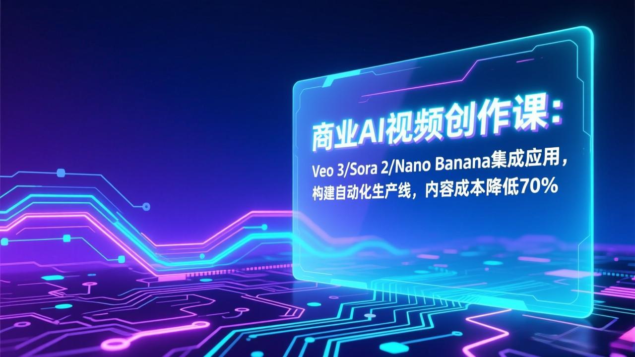 商业AI视频创作课:Veo 3/Sora 2/Nano Banana集成应用,构建自动化生产线,内容成本降低70%-幼小初高学社