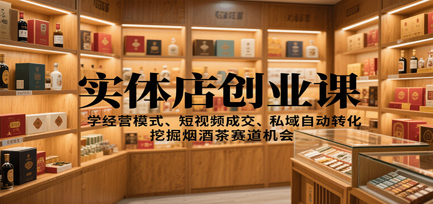 实体店创业课：学经营模式、短视频成交、私域自动转化，挖掘烟酒茶赛道机会-幼小初高学社