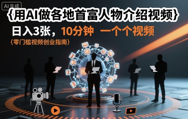 用AI做各地首富人物介绍视频，日入3张，10分钟一个视频-幼小初高学社