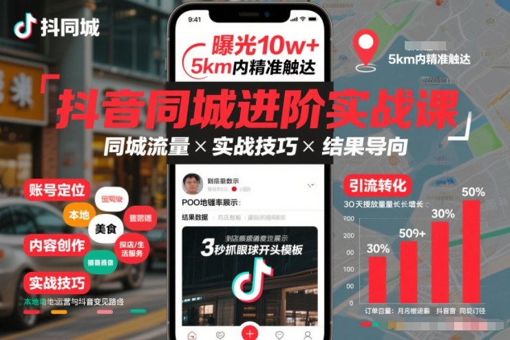 抖音同城进阶实战课，助你同城流量拿到结果-幼小初高学社