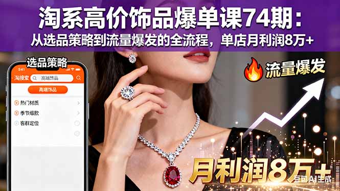 淘系高价饰品爆单课74期：从选品策略到流量爆发的全流程，单店月利润8万+-幼小初高学社